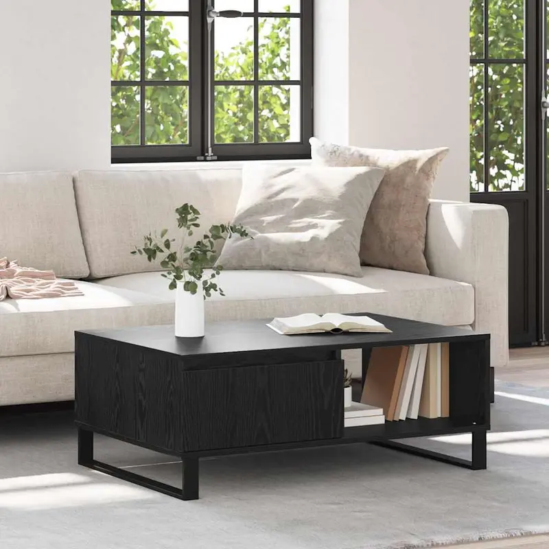 Mesa de Café Roble Negro 90 x 60 x 35 cm Madera de ingeniería