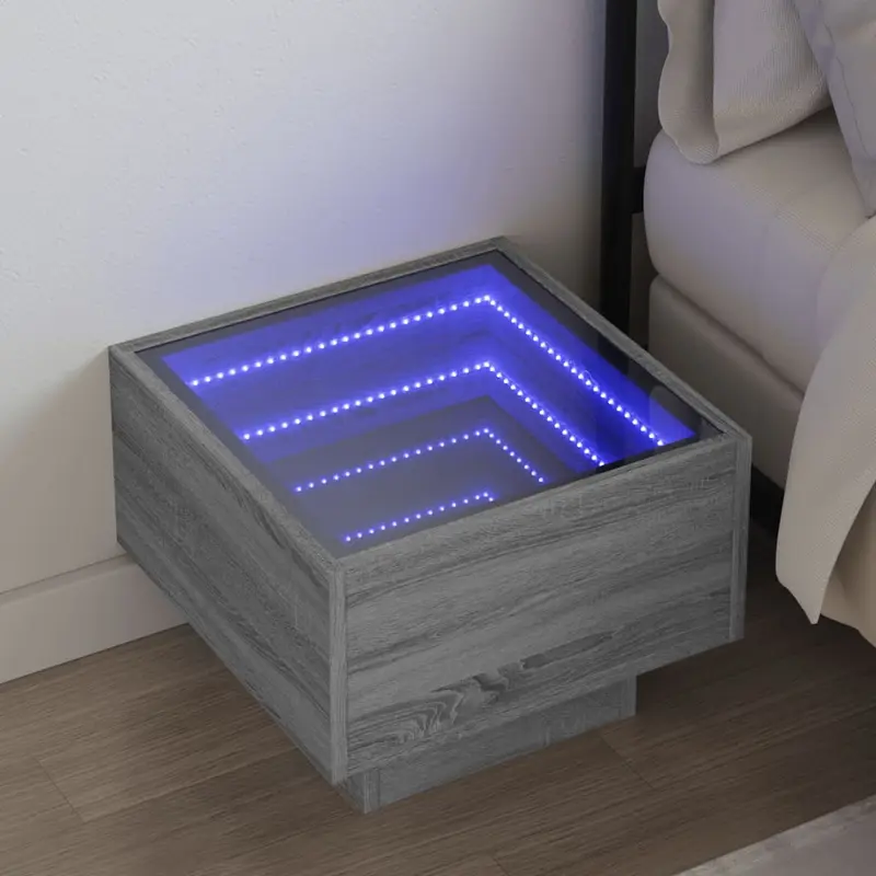 Mesa de centro con Infinity LED gris Sonoma 40x40x30 cm