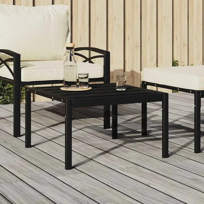 Mesa de centro de jardín acero negro 60x60x35 cm