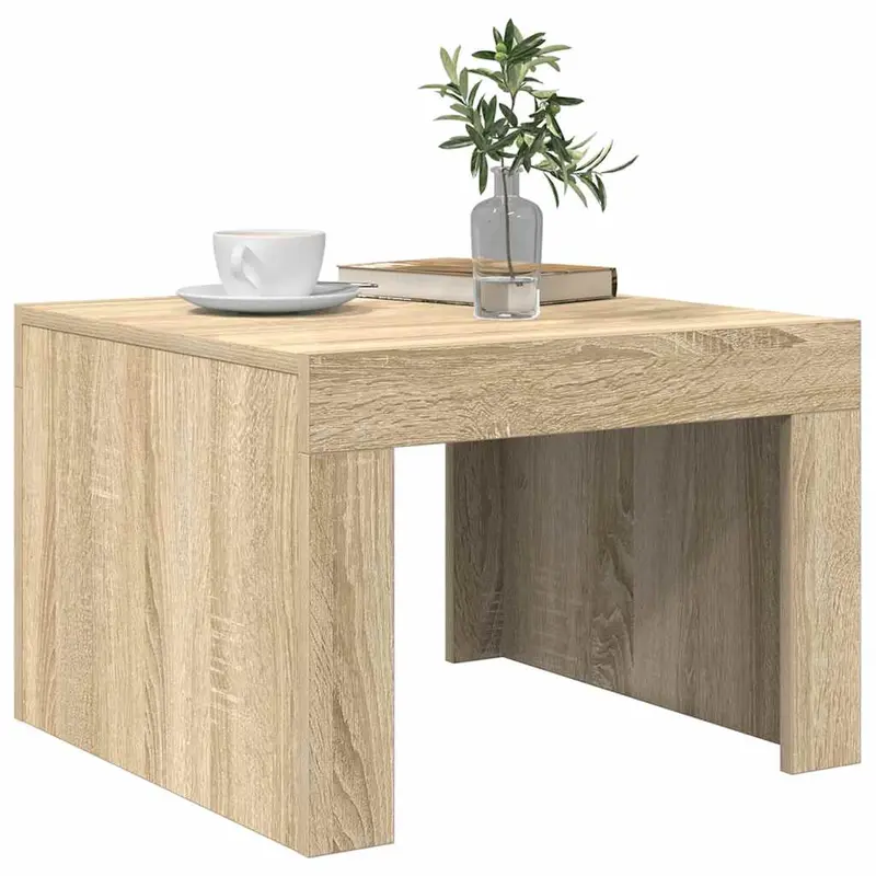 Mesa de centro de madera contrachapada color roble 50x50x35 cm