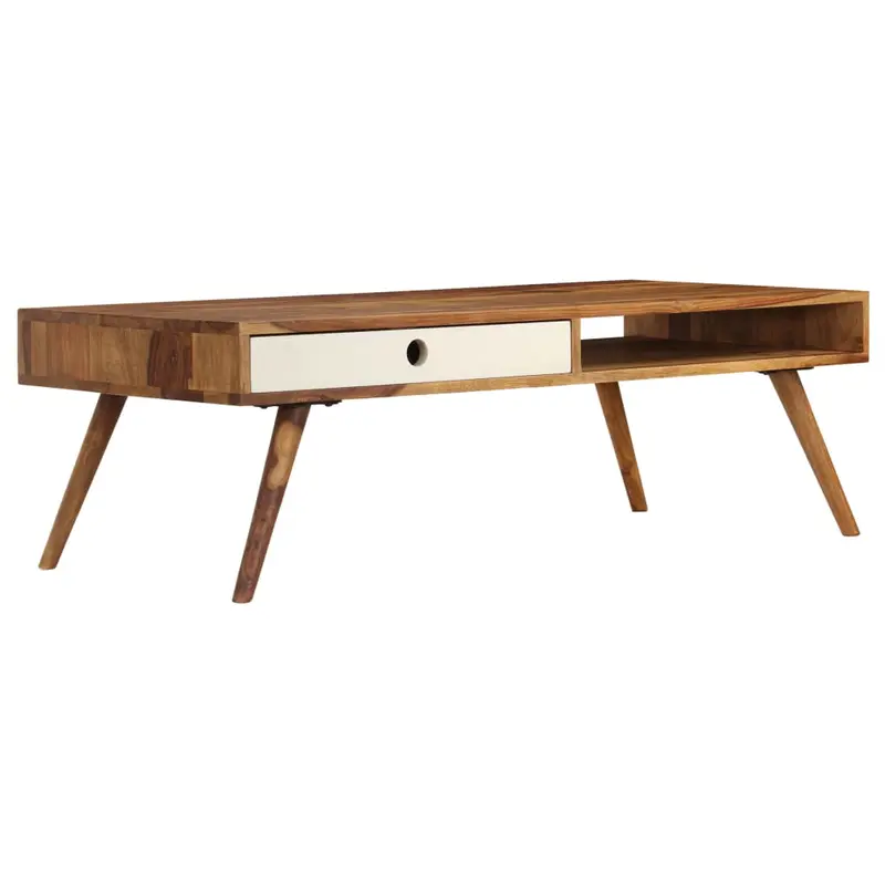 Mesa de centro de madera maciza de acacia 110x50x35 cm