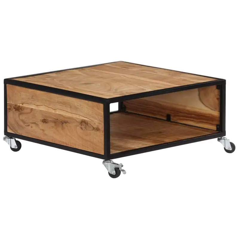 Mesa de centro de madera maciza de acacia 70x70x32 cm