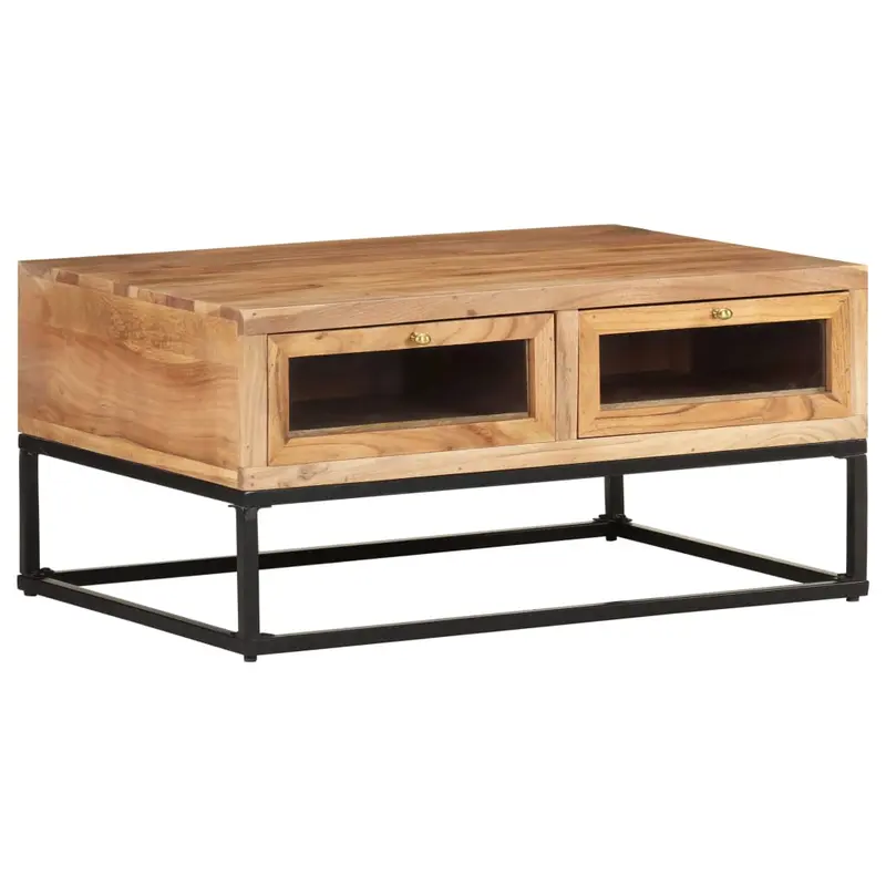 Mesa de centro de madera maciza de acacia 90x60x40 cm