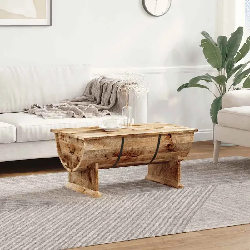 Mesa de centro de madera maciza de mango 88x50x40 cm
