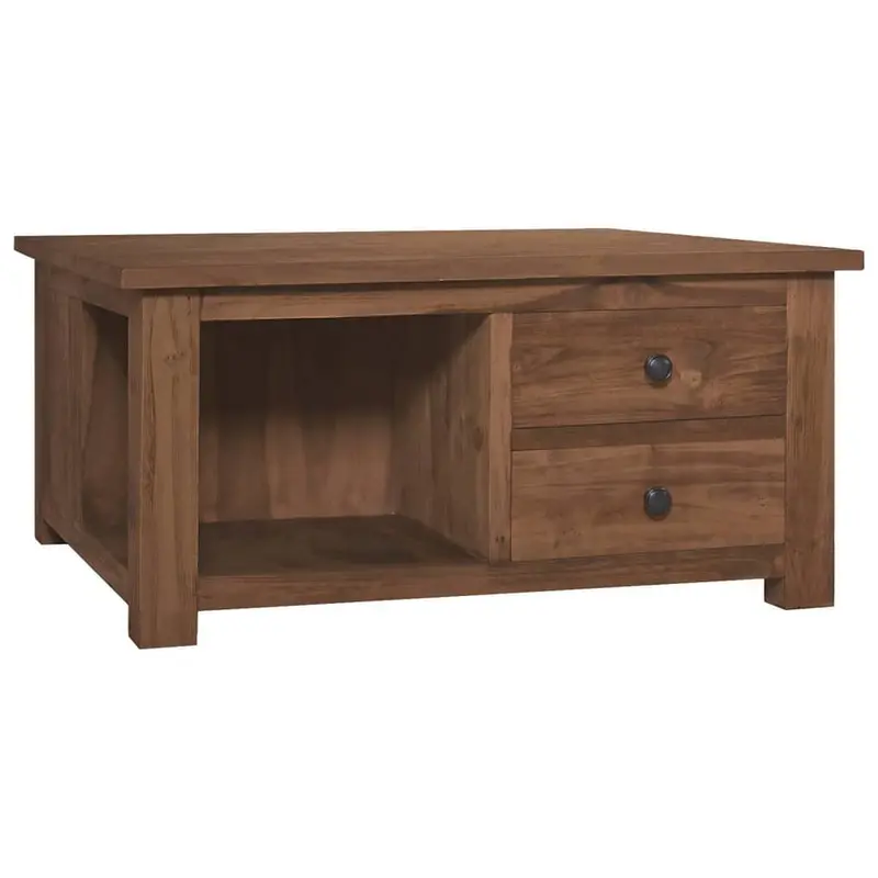 Mesa de centro de madera maciza de teca 68x68x33 cm