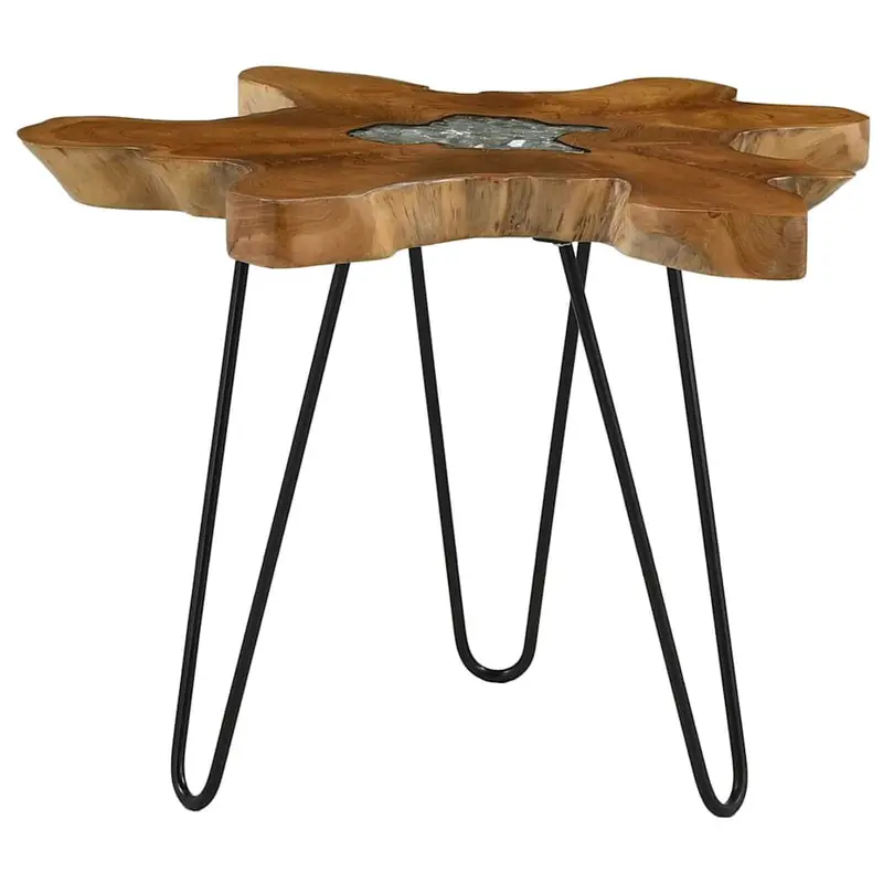 Mesa de centro de madera maciza de teca y polirresina 70x45 cm