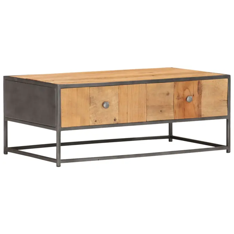 Mesa de centro de madera maciza reciclada 90x50x35 cm