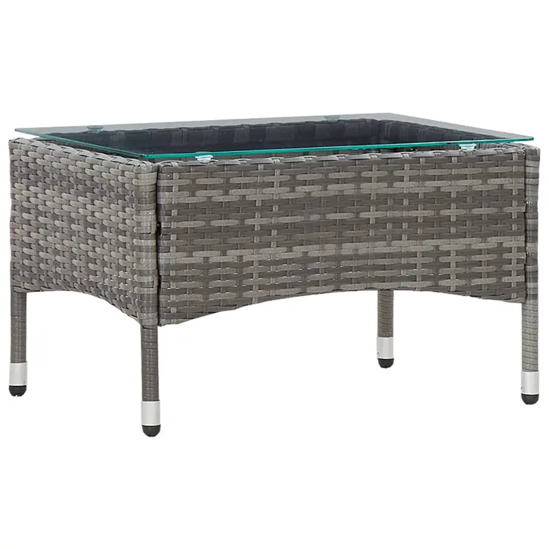 Mesa de centro de ratán sintético gris 60x40x36 cm