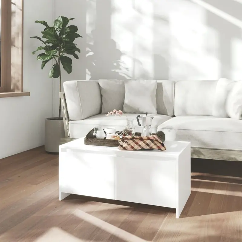 Mesa de centro madera contrachapada blanco 90x50x41,5 cm