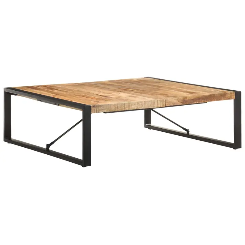 Mesa de centro madera de mango rugosa 120x120x40 cm