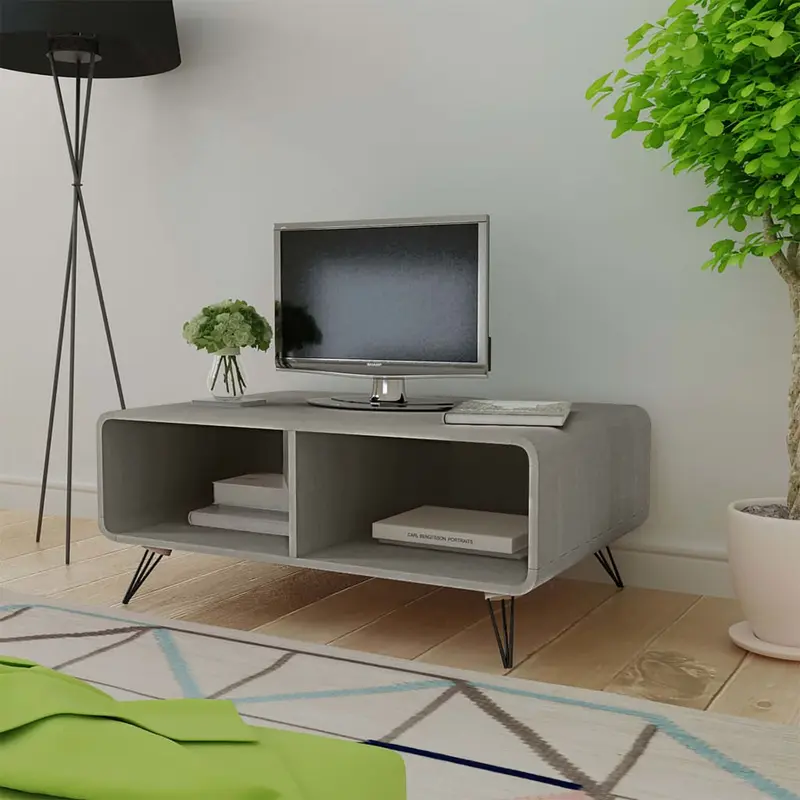Mesa de centro madera maciza paulownia gris 90x55,5x38,5 cm