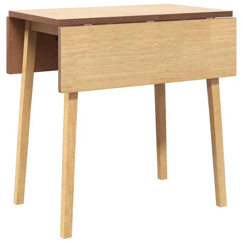 Mesa de comedor abatible de madera maciza de caucho natural 90/45x75x75 cm