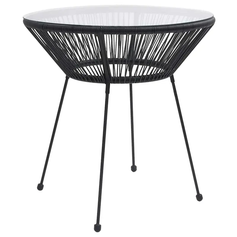 Mesa de comedor de jardín acero y vidrio negra Ø70x74 cm