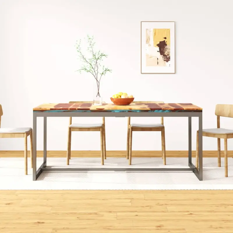 Mesa de comedor de madera maciza de acacia y acero 180 cm