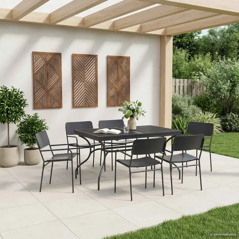 Mesa de Comedor de Malla Extensible Gris antracita Acero