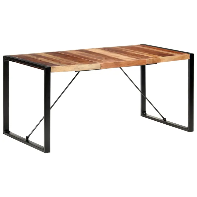 Mesa de comedor madera maciza con acabado acacia 160x80x75 cm