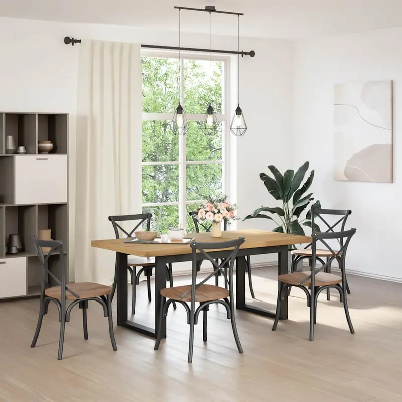 Mesa de comedor "NOAIN" patas U madera maciza pino 180x90x75 cm