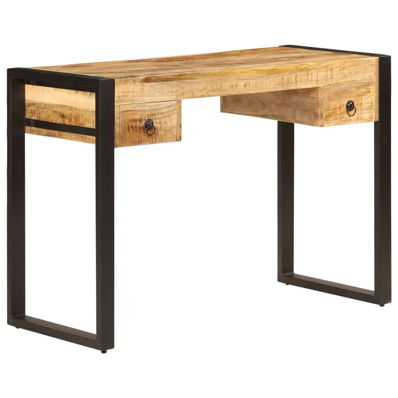 Mesa de escritorio 2 cajones madera maciza mango 110x50x77 cm