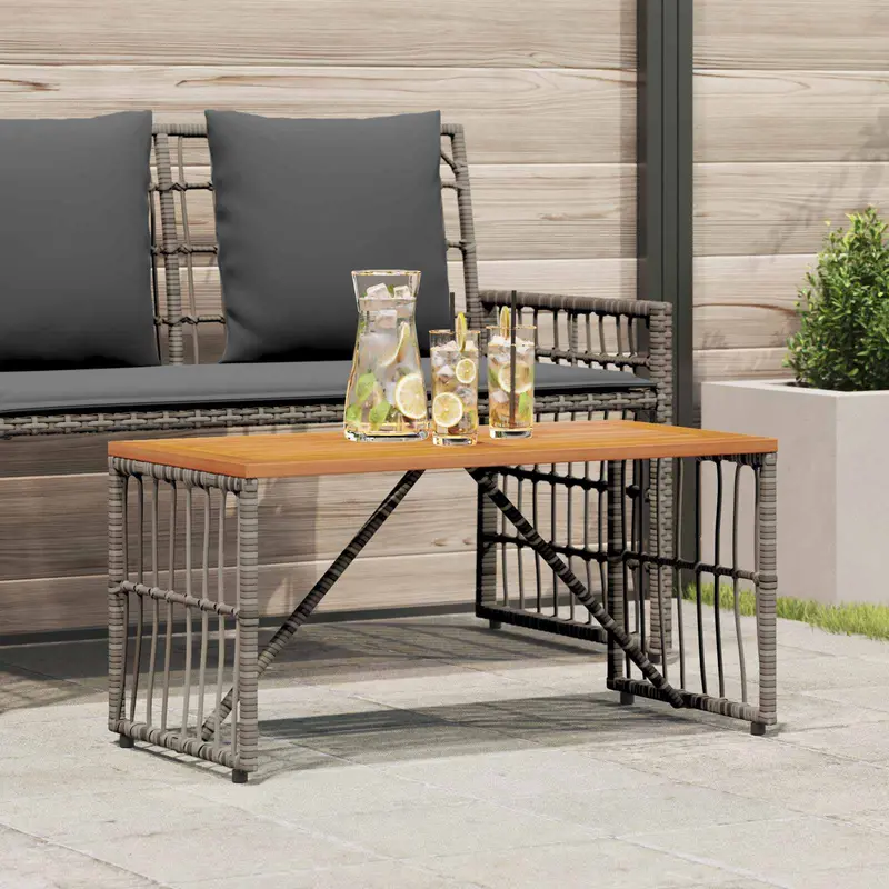 Mesa de exterior Gris 80 x 40 x 40 cm Acero y Poliratán