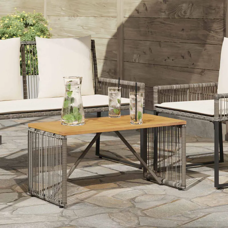 Mesa de exterior Gris y marrón 80 x 40 x 40 cm ratán sintético