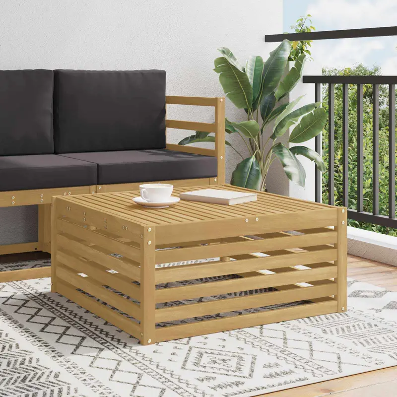 Mesa de exterior Madera de Acacia Sólida Blanco 79 x 79 x 37 cm