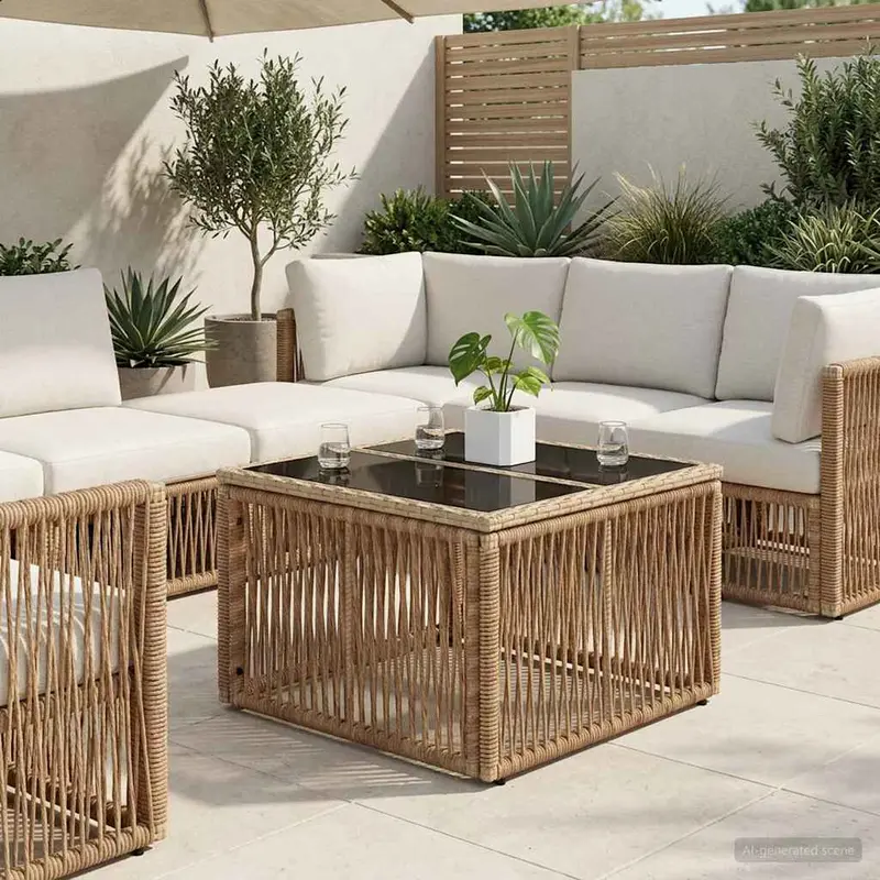 Mesa de Jardín Beige y Negro 55 x 55 x 37 cm