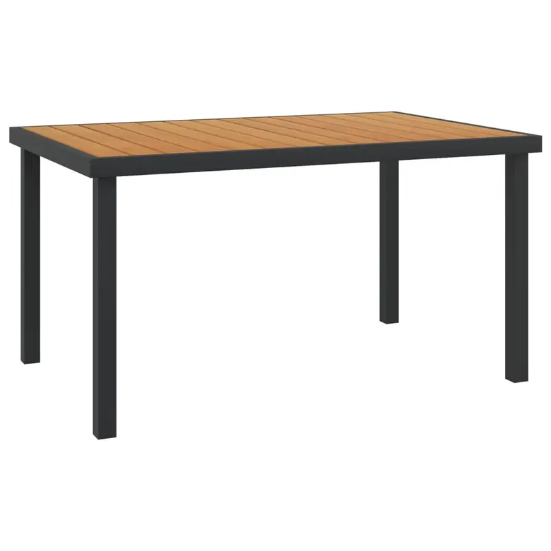 Mesa de jardín de aluminio y WPC marrón 140x90x74 cm