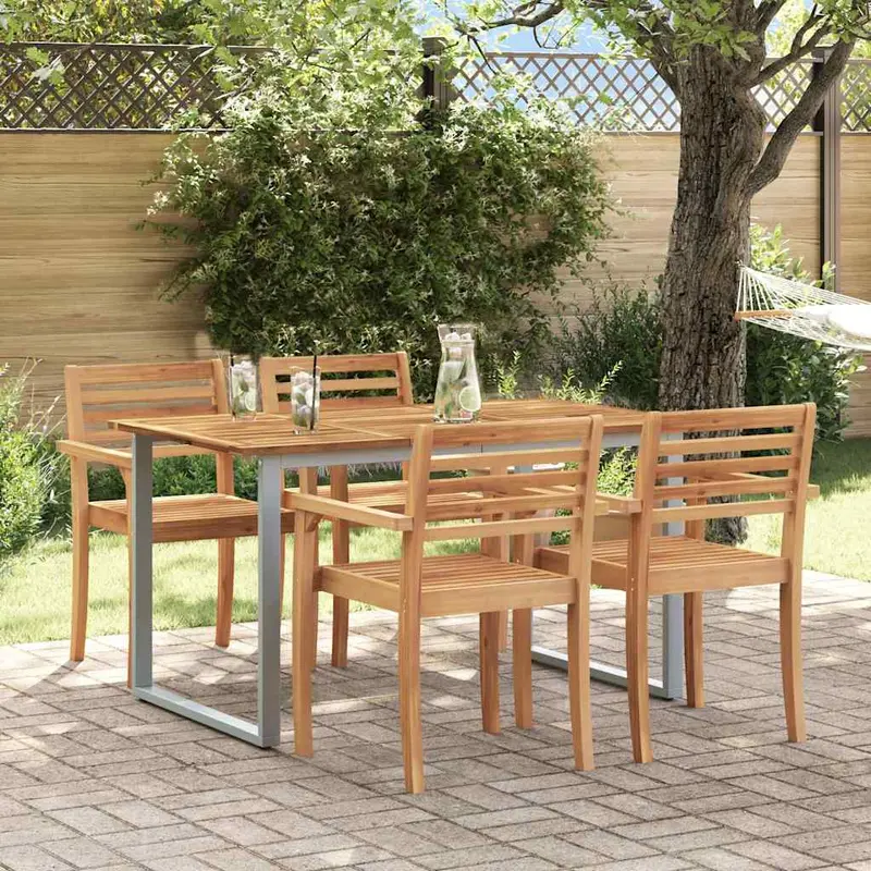 Mesa de Jardín Gris 140 x 80 x 75 cm Madera de Acacia Sólida