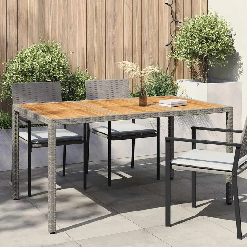 Mesa de Jardín Gris 150 x 90 x 75 cm ratán sintético