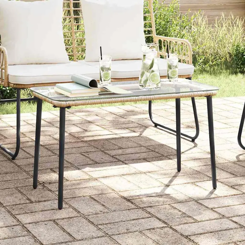 Mesa de Jardín Natural 80 x 40 x 45 cm ratán sintético