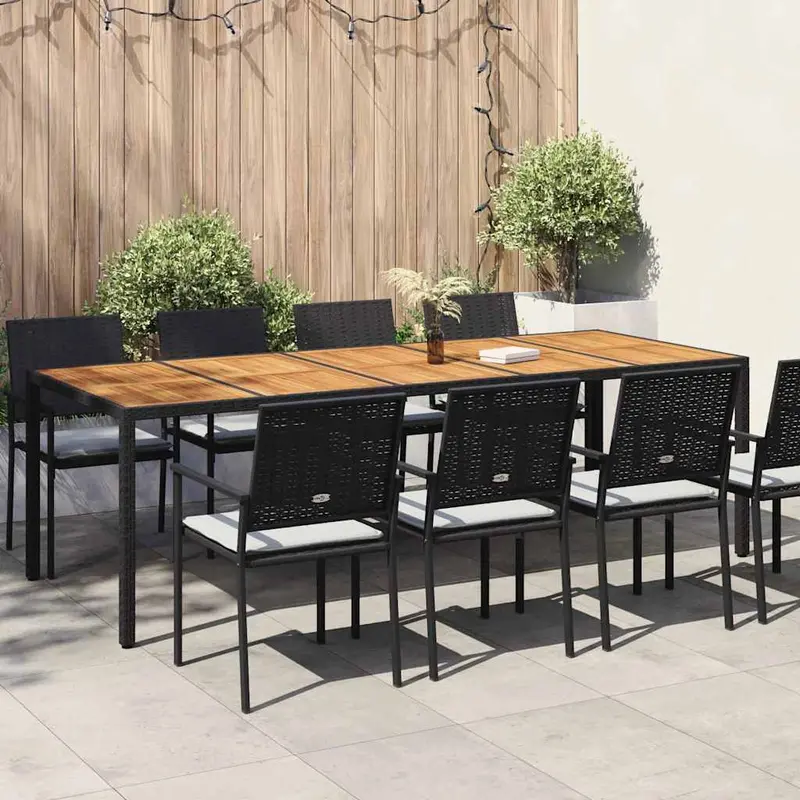 Mesa de Jardín Negro 250 x 100 x 75 cm ratán sintético