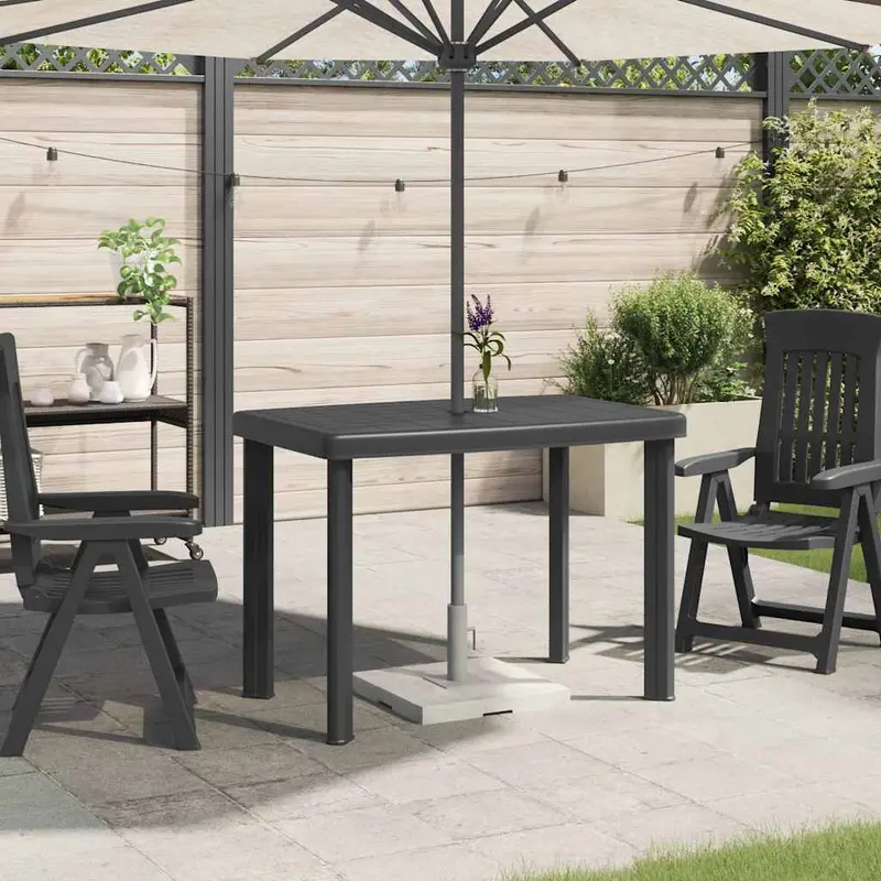 Mesa de jardín plástico gris antracita 101x68x72 cm