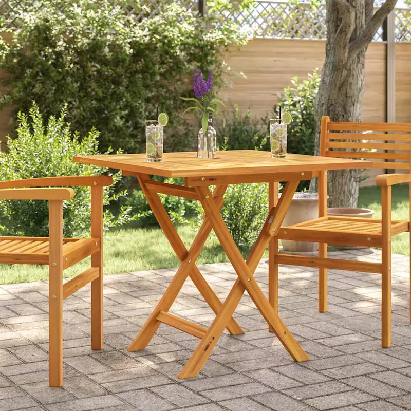 Mesa de jardín plegable madera de teca maciza 85x85x76 cm
