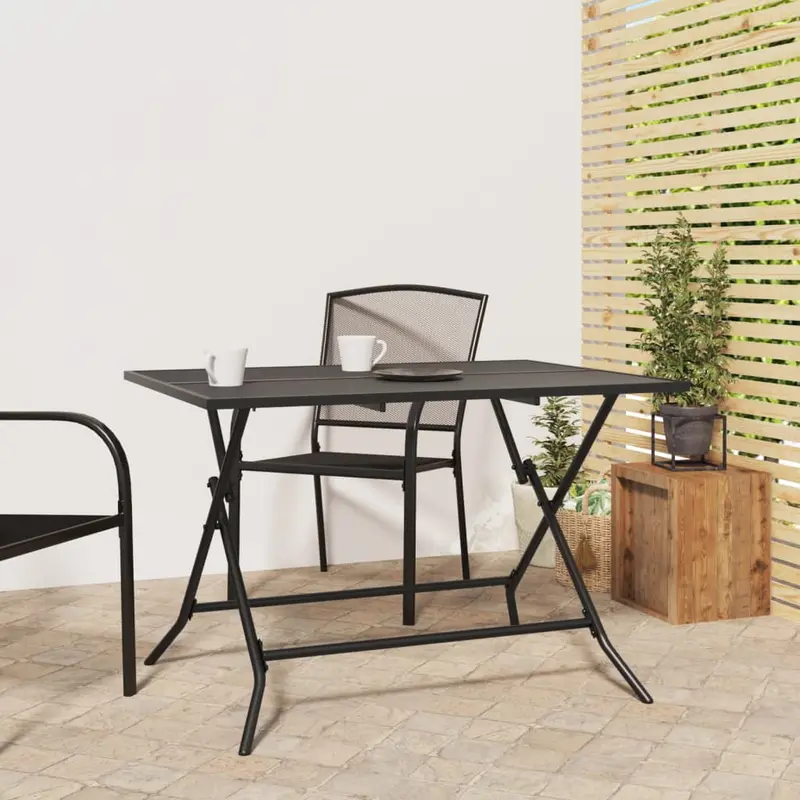 Mesa de jardín plegable malla acero gris antracita 110x80x72 cm