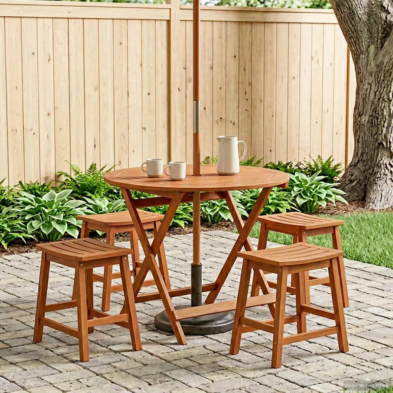 Mesa de jardín plegable Marrón Ø 90 x 75 cm