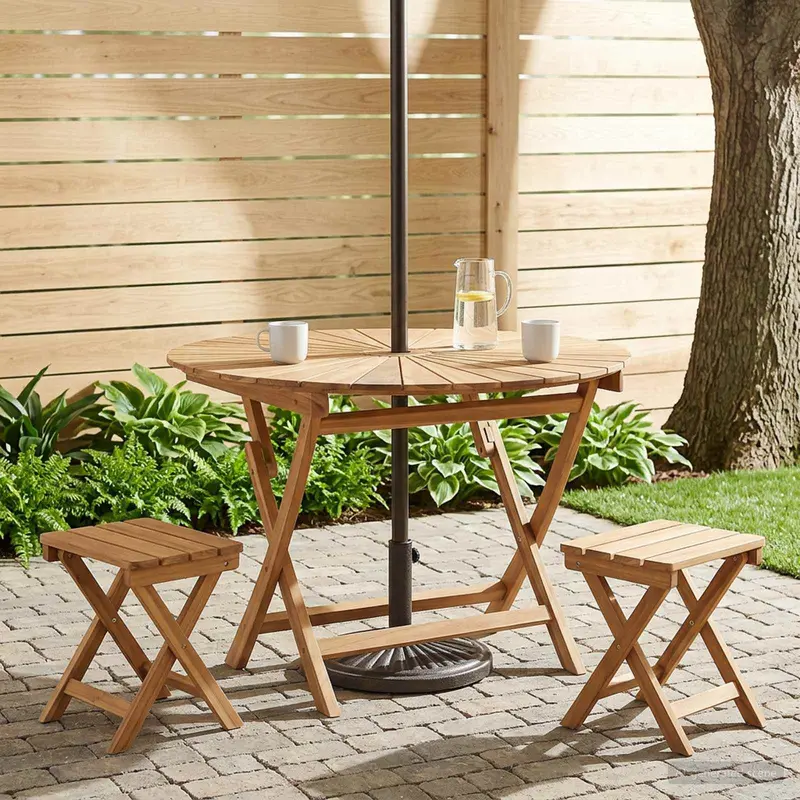 Mesa de jardín plegable Natural Ø 110 x 75 cm
