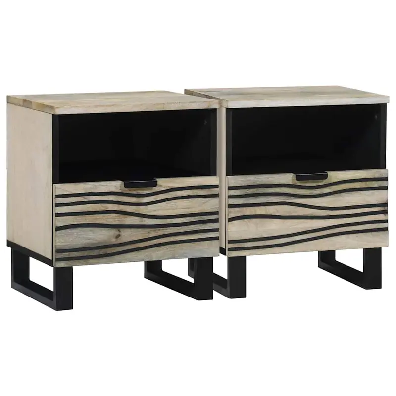 Mesa de noche 2 pcs Blanco 40 x 33 x 46 cm Madera de ingeniería