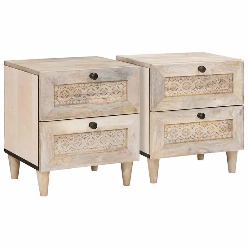 Mesa de noche 2 pcs Blanco 40 x 33 x 46 cm Madera de ingeniería