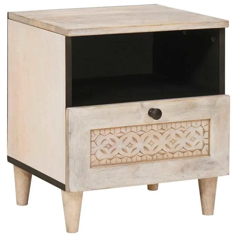 Mesa de noche Blanco 40 x 33 x 46 cm Madera de ingeniería
