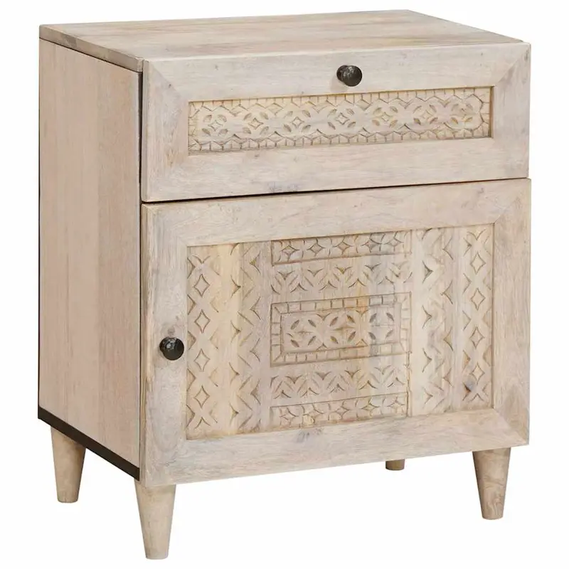 Mesa de noche Blanco 50 x 33 x 60 cm Madera de ingeniería