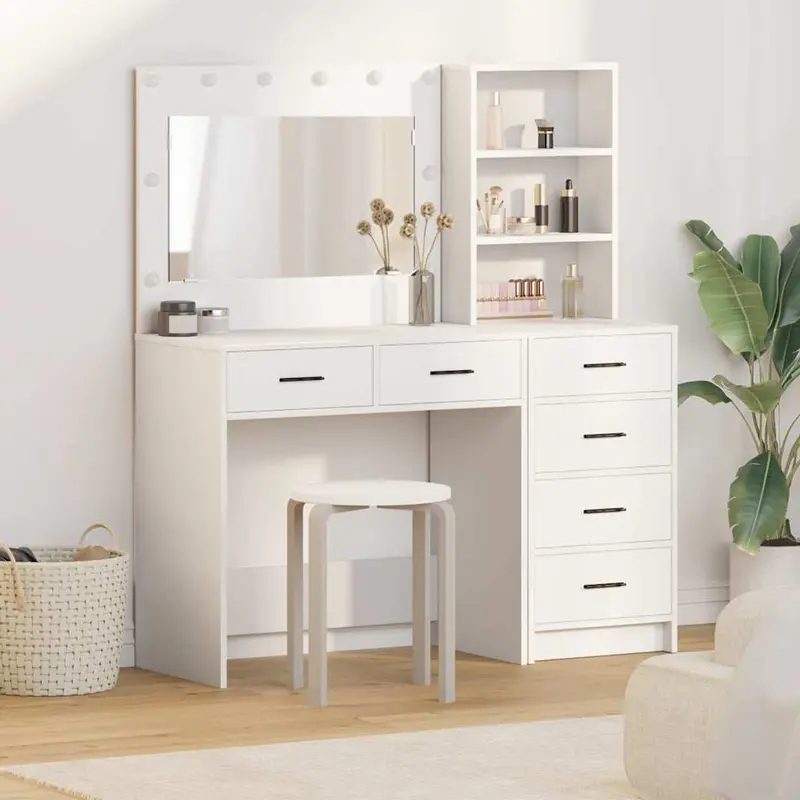 Mesa de tocador Blanco 78.5 x 41 x 135 cm Madera contrachapada