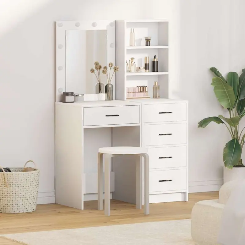Mesa de tocador con cajón 2 pcs Blanco 50 x 41 x 135 cm