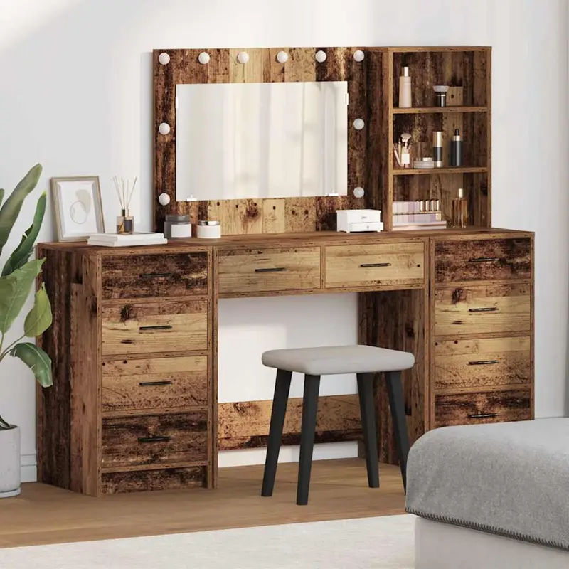 Mesa de tocador con cajón 3 pcs Marrón 40 x 41 x 135 cm