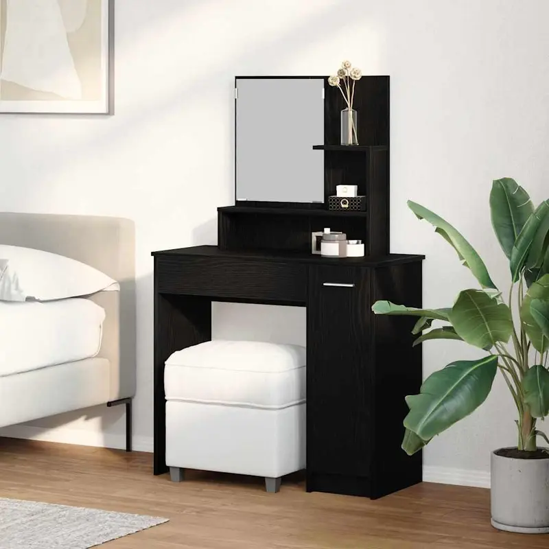 Mesa de tocador con cajón Roble Negro 86,5 x 35 x 136 cm