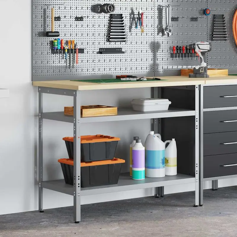 Mesa de Trabajo con estante Gris 100 x 55 x 85 cm