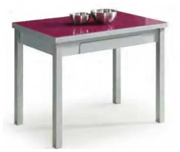 Mesa fija o extensible de aluminio y madera con tapa de cristal y color a elección Ana de Aquore
