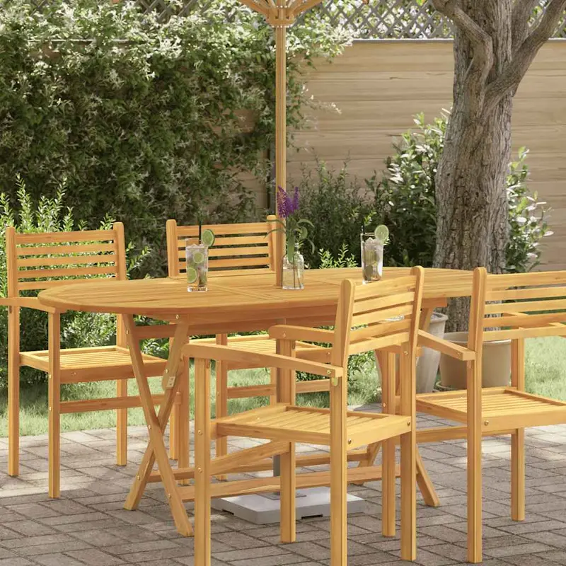 Mesa jardín plegable 160x85x75 cm madera maciza de eucalipto