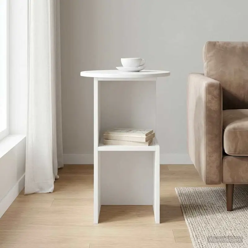Mesa lateral Brillante Ø 39,5 x 55 cm Madera de Ingeniería