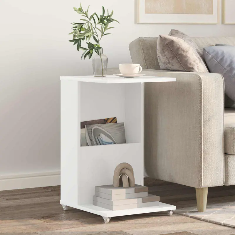 Mesa lateral con rueda 40 x 35 x 60 cm Madera de ingeniería