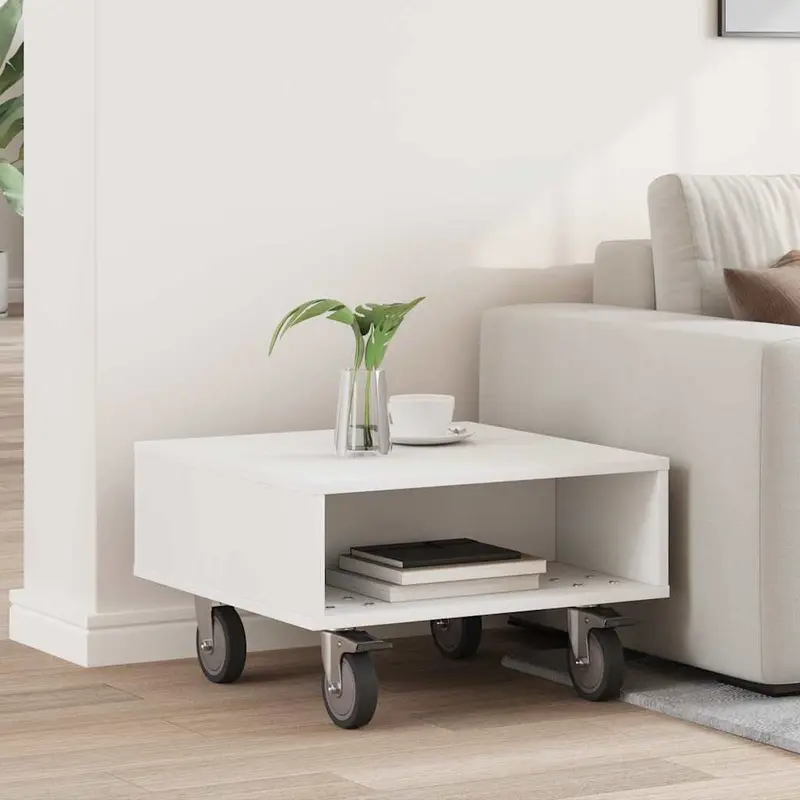 Mesa Lateral con Ruedas 50,5 x 50 x 30 cm Madera de ingeniería